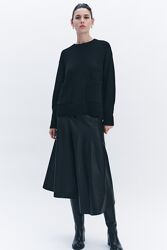Светр оверсайз з вовною та кишенями Zara - S, M - Чорний