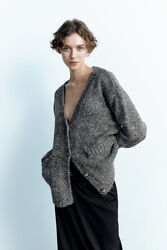 Жіночий довгий в&acuteязаний масивний кардиган Zara - L