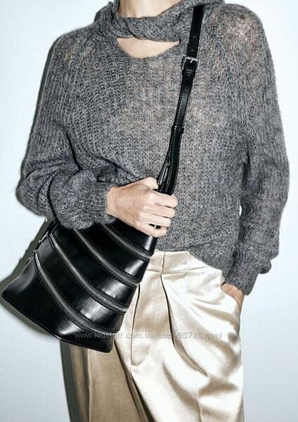 Сумка - мішок із блискавками Zara - Чорна