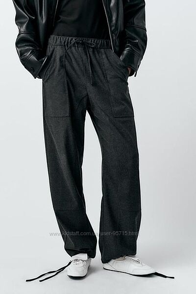 Штани джогери з фетровою текстурою Zara - XS, S, M - Темно сірі