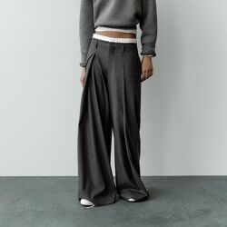 Широкі штани палаццо з контрастним поясом Zara - M, L