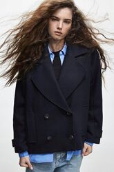 Двобортне коротке пальто оверсайз Pull&Bear - S, M