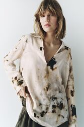 Штапельна сорочка блуза з принтом Zara - XS, S, M