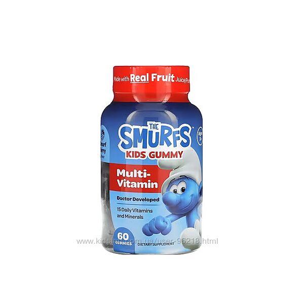 The Smurfs, жувальні мультивітаміни для дітей зі смаком ягід, 60 шт