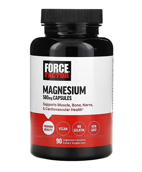 Force Factor, Magnesium, 500 mg, 90 шт, магнезіум, магній