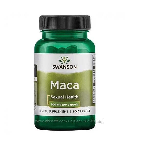 Swanson, Maca, 500 mg, 60 Capsules, Мака