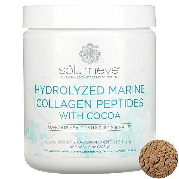 Solumeve, пептиды гидролизованного морского коллагена с какао, 206 г 