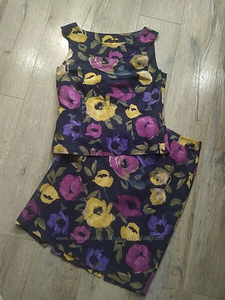 Laura ashley, роскошный костюм из шелка и хлопка, l14, новый