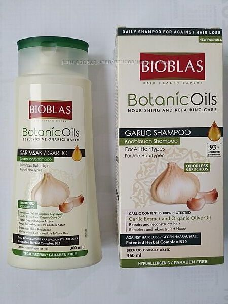 Шампунь від випадіння волосся Bioblas Botanic Oils Garlic . Туреччина.