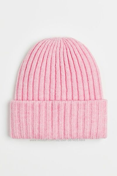 Продам шапку НМ Rib-knit hat, рожеву, теплу з вовною, нову.