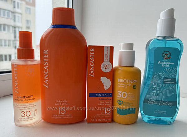 Солнцезащитные крема Lancaster spf 15,30, Biotherm , Coola, Australian gold