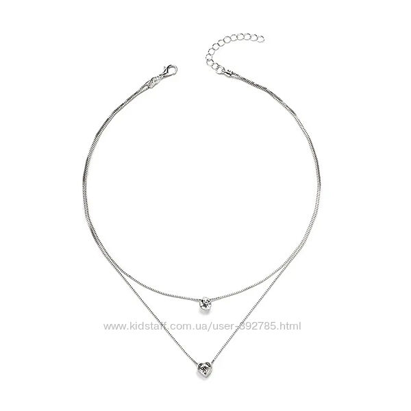 Цепочка с круглым цирконием в форме сердца