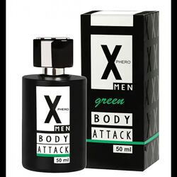 Духи с феромонами для мужчин X phero Men Green Body Attack, 50 ml