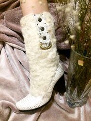 Zara белые зимние сапоги на меху Испания