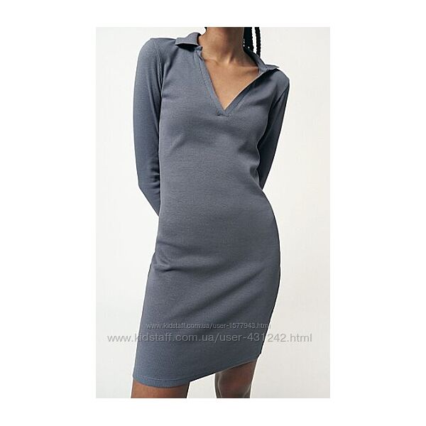 m р трикотажне плаття поло в рубчик zara