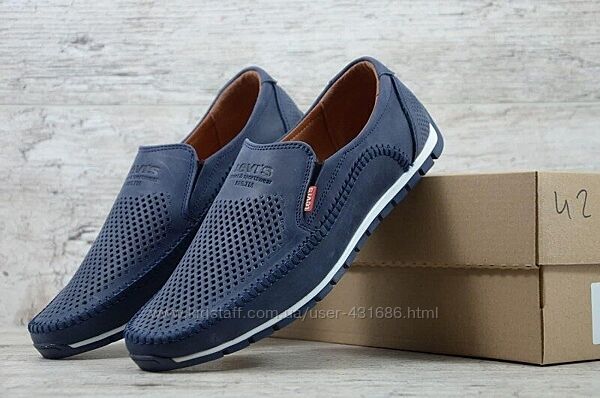 Якісні чоловічі шкіряні мокасини model-04 перфорація 3 кольори