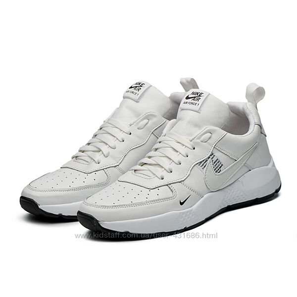 Якісні чоловічі кросівки з натуральної шкіри Nike model-N015 білі , чорні