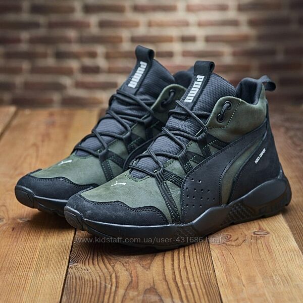 Чоловічі зимові стильні черевики з натуральної шкіри model-420 чорні, хакі