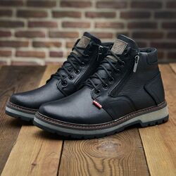 Чоловічі теплі зимові стильні черевики з натуральної шкіри Levis model-427