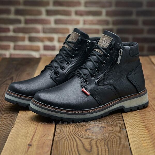 Чоловічі теплі зимові стильні черевики з натуральної шкіри Levis model-427