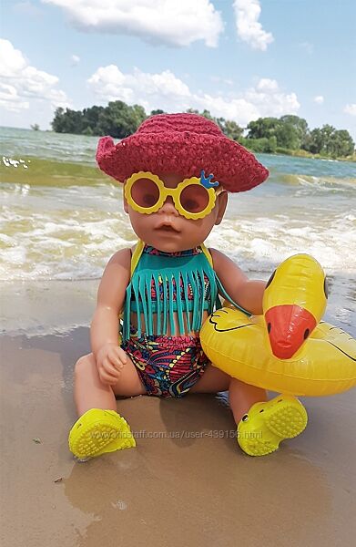 Пляжний топ з бахромою, капелюхом, окулярами і кроксами для ляльок BabyBorn