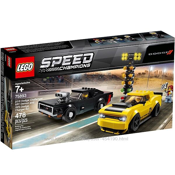 Конструктор LEGO Speed Champions 75893 Додж Чэленджер 2018 и 1970