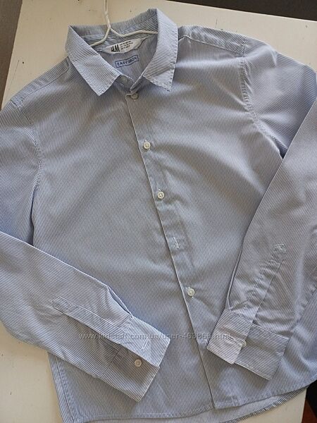 H&M стильна сорочка в смужку 35 бавовна 9-10 років 140 ріст  