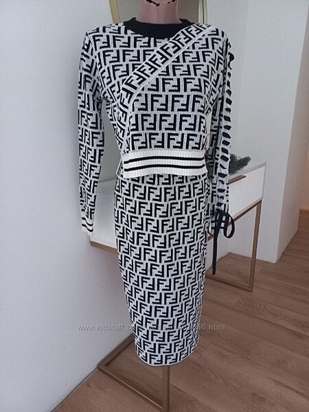 Fendi костюм лого светрспідниця 30 tencel 60modal 36-38-розмір