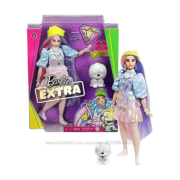 Кукла Барби Экстра Модница -  Barbie Extra Doll  in Shimmery Look with Pet