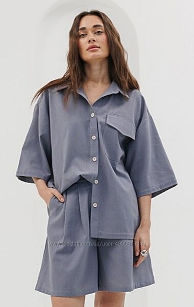 новий костюм з льону шорти сорочка розмір М