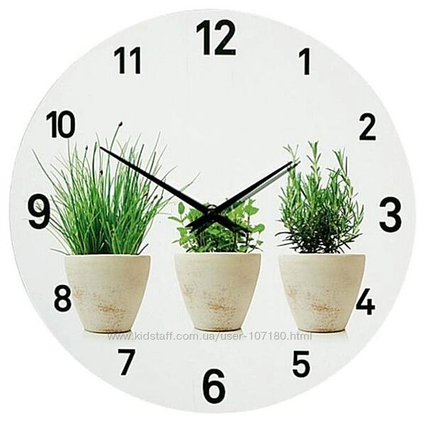 Гарний настінний годинник  Зелень у вазоні  Ideen Welt з Німеччини