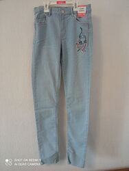 Джинсы с котиком 13-14лет  новые