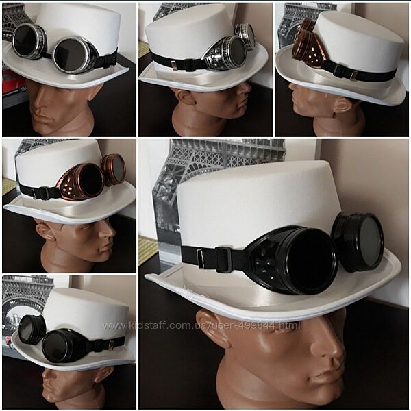 Шляпа Цилиндр с очками гогглы 