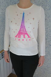 Футболка с длинным рукавом Париж, Эйфелева башня, 100 хлопок, разм. 16 лет