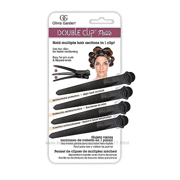 Затискачі для волосся Olivia Garden Double Clip чорні 100 мм 4 шт/уп