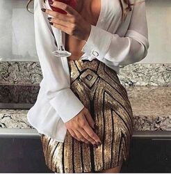 Новая юбка бандажная золотые пайетки очень стильная