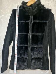 Шкіряна жіноча куртка-піджак-жилетка, норка, розмір М