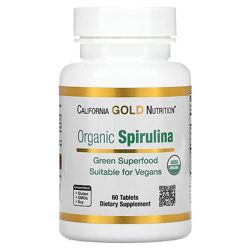 California Gold Nutrition органическая спирулина. 500 мг, 60 таблеток.