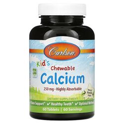 Carlson Labs жевательные таблетки с кальцием для детей. 250 мг, 60 т