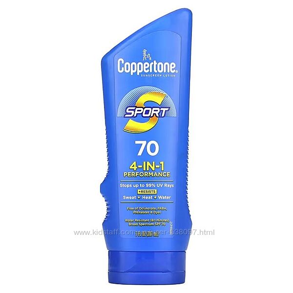 Coppertone Sport солнцезащитный лосьон эффективность 4-в-1 SPF 70. 207 мл