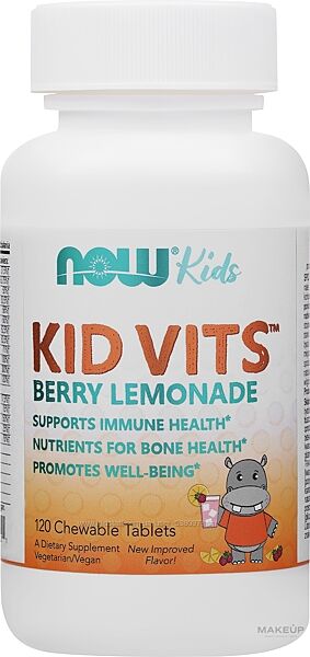 NOW Foods Kids Kid Vit детские витамины со вкусом ягодного лимонада. 120 т.