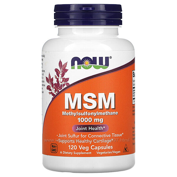 NOW Foods МСМ метил-сульфонил-метан. 1000 мг, 120 капсул