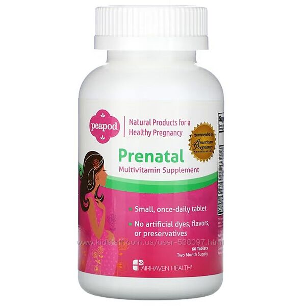Fairhaven Health Peapod мультивитаминная добавка для беременных. 60 табл.