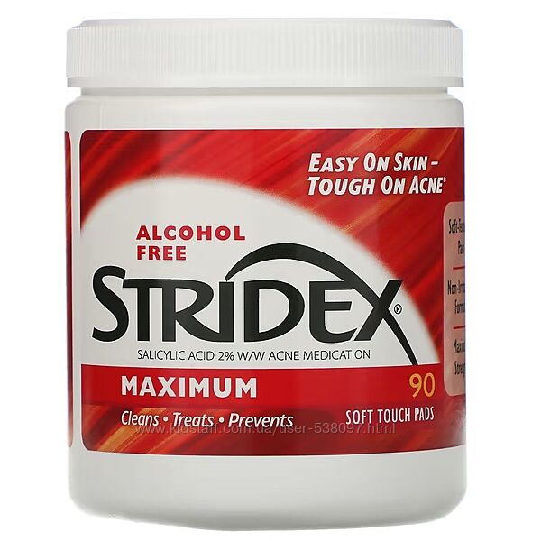 Stridex Одношаговое средство от угрей максимальная сила без спирта. 90 шт.