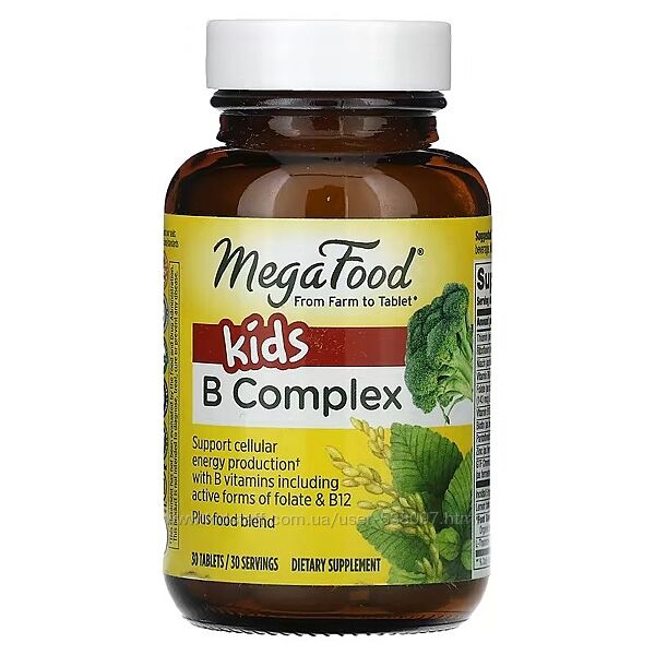 MegaFood Комплекс витаминов группы B для детей. 30 таблеток