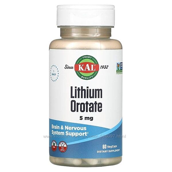 KAL Оротат лития. 5 мг, 60 вегетарианских капсул