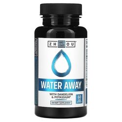 Zhou Nutrition Water Away с одуванчиком и калием. 60 капсул. Мочегонное