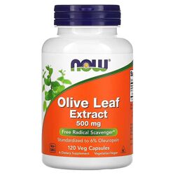 NOW Foods экстракт из листьев оливкового дерева. 500 мг, 120 капсул