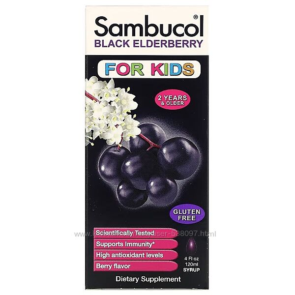Sambucol сироп из черной бузины для детей от 2 лет со вкусом ягод. 120 мл