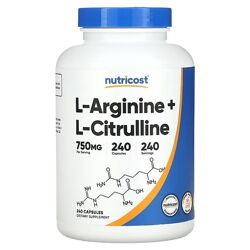 Nutricost L-аргинин и L-цитруллин. 240 капсул
